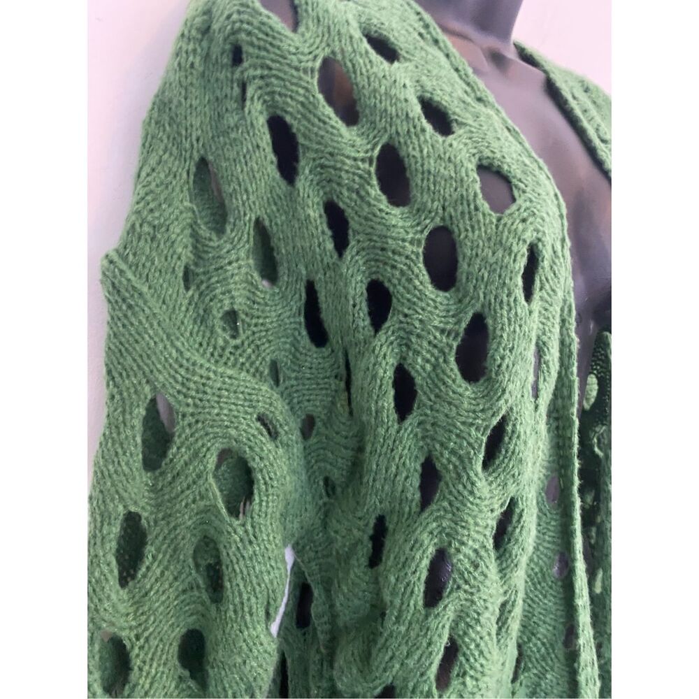 MM Knitted Twist Crochet Hollow Out Sweater Cardigan Long Sleeve Long OS - Picture 9 of 10